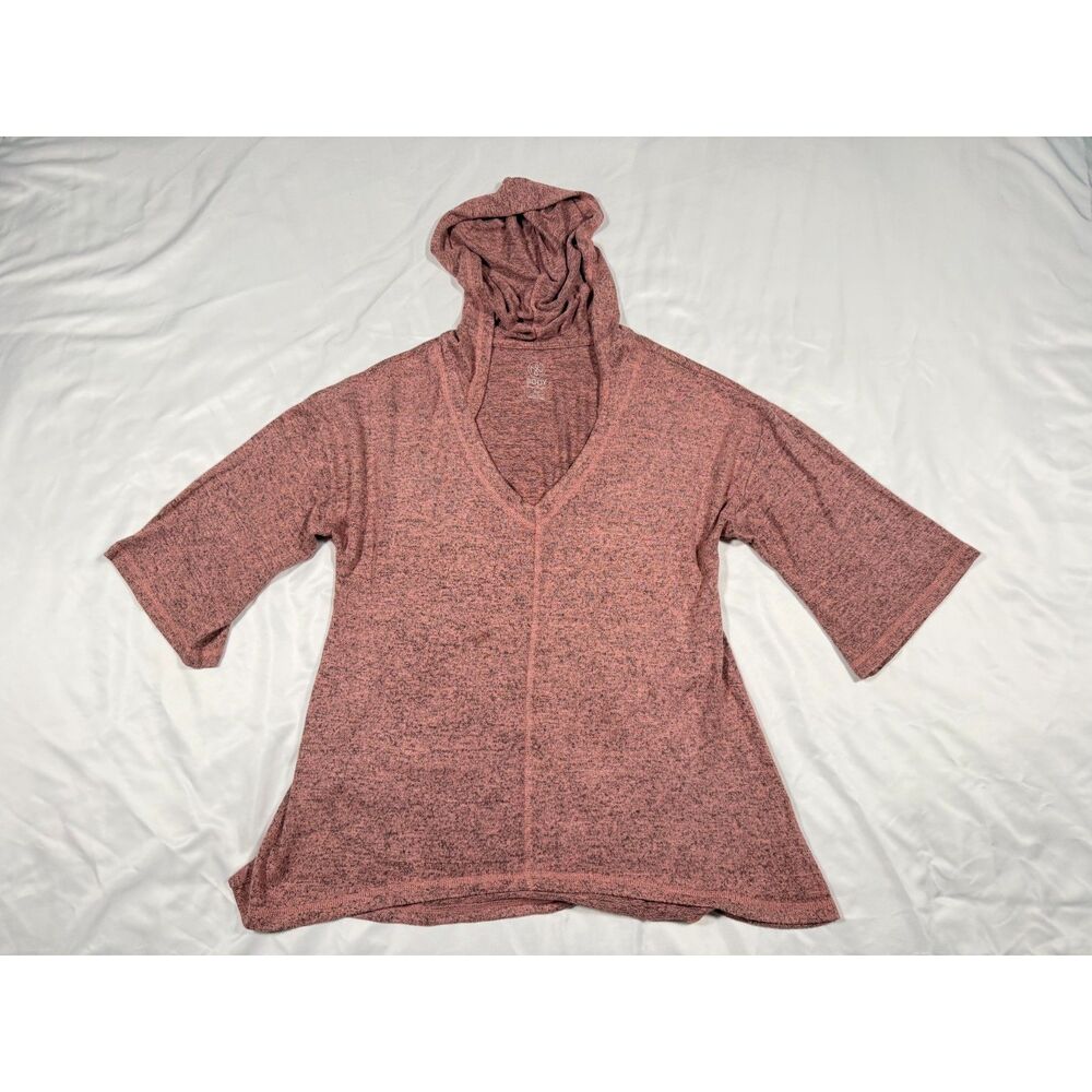 Simply Noelle Body Pink Space Dye V-Neck Hoodie Loungewear Tunic S/M